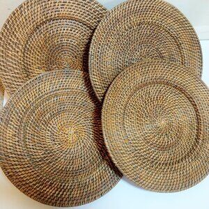 SET OF 4  RATTAN LOOK CHARGER PLATES